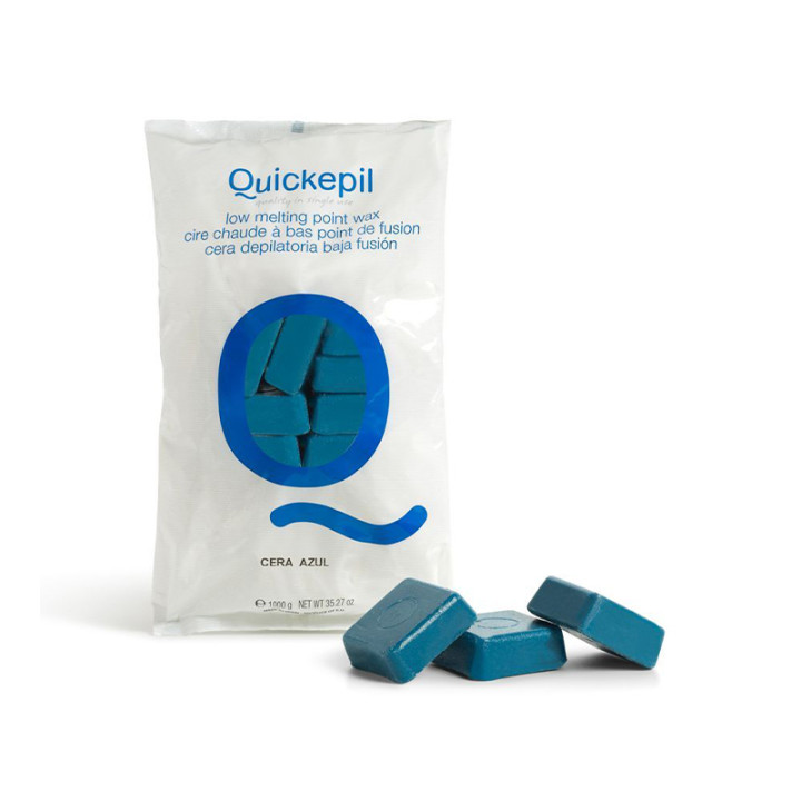 Quickepil wosk do depilacji o niskiej temperaturze topnienia azulenowy 1 kg twardy bezpaskowy niebieski