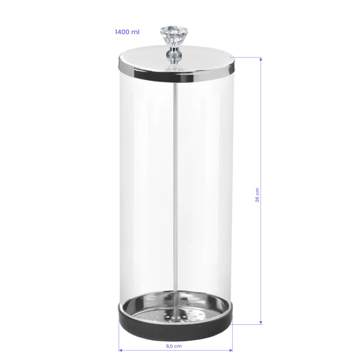 Pojemnik szklany do dezynfekcji narzędzi 1400 ml
