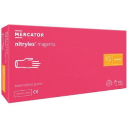 Mercator Rękawiczki nitrylowe magenta bezpudrowe 100 szt XS
