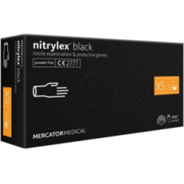 Mercator Rękawiczki nitrylowe czarne bezpudrowe 100 szt XS